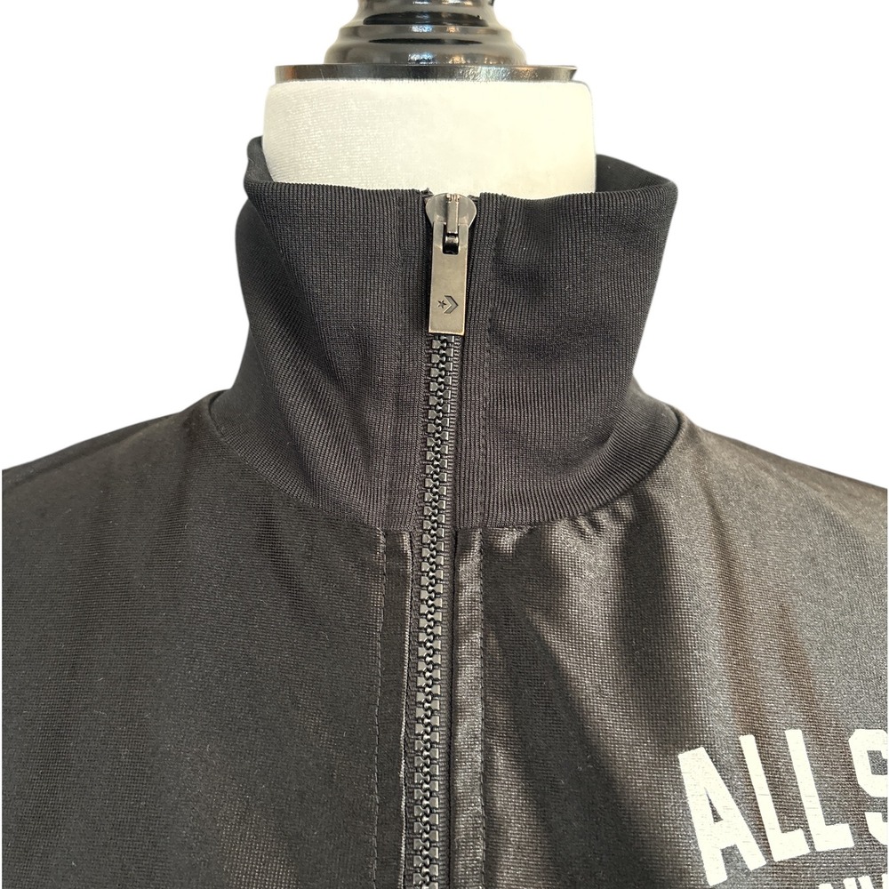 Vintage Converse All Star Track Jacket Full Zip Mesh Sleeve Black Women's Size S - Picture 5 of 14
